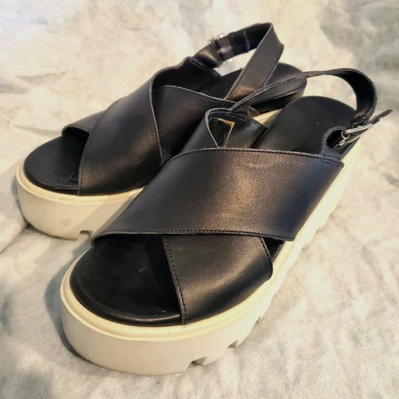 Aldo Noveglia Platform Sandals Black and White VERY GOOD with Box made in Italy - Picture 1 of 10